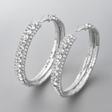Sparkling Rhinestone Hoop Earrings for Dinner Party