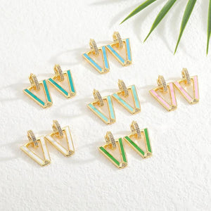 Geometric Wind Pop Earrings Enamel Drip Oil Triangle Earrings