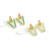 Geometric Wind Pop Earrings Enamel Drip Oil Triangle Earrings