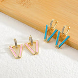 Geometric Wind Pop Earrings Enamel Drip Oil Triangle Earrings