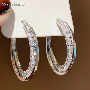 925 Silver Hoop Earrings with Cubic Zircon