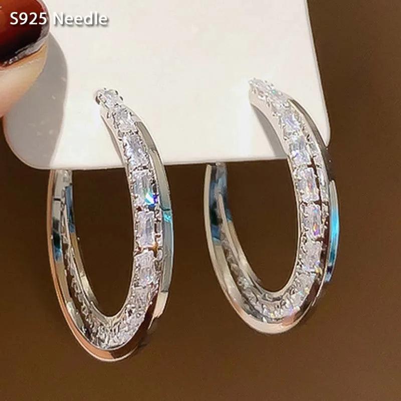 925 Silver Hoop Earrings with Cubic Zircon