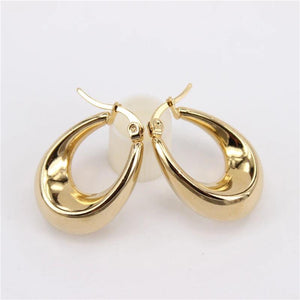 Stainless Steel Hoop Earrings 25mm30mm Water Droplets