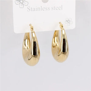 Stainless Steel Hoop Earrings 25mm30mm Water Droplets