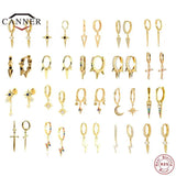 925 Silver Lightning Star Hoop Earrings Women Piercing Earings Jewelry
