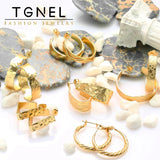 Copper Alloy Hoop Earrings Retro Geometric Statement Jewelry Party Metal
