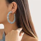 Denim Hoop Earrings for Women Egirl Exaggerated Big Circle Round Earrings