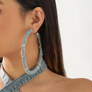 Denim Hoop Earrings for Women Egirl Exaggerated Big Circle Round Earrings
