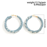 Denim Hoop Earrings for Women Egirl Exaggerated Big Circle Round Earrings