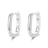 925 Silver Oval Charm Hoop Earrings for Women