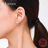925 Silver Oval Charm Hoop Earrings for Women