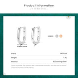 925 Silver Oval Charm Hoop Earrings for Women