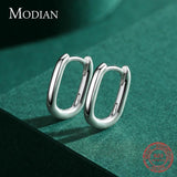925 Silver Oval Charm Hoop Earrings for Women