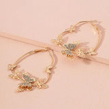 Butterfly Rhinestone Hoop Earrings for Women