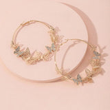 Butterfly Rhinestone Hoop Earrings for Women