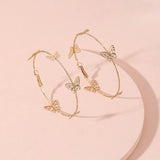 Butterfly Rhinestone Hoop Earrings for Women