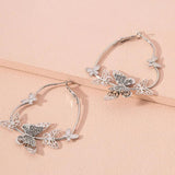 Butterfly Rhinestone Hoop Earrings for Women