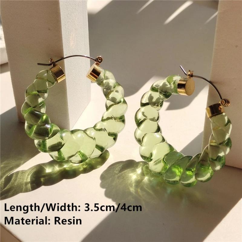 Colorful Resin Twist Circle Hoop Earrings for Women