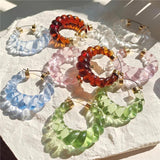 Colorful Resin Twist Circle Hoop Earrings for Women