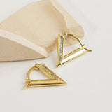 Zircon V Shaped Letter Earrings Geometric Hoops Women Jewelry