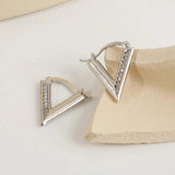 Zircon V Shaped Letter Earrings Geometric Hoops Women Jewelry