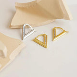 Zircon V Shaped Letter Earrings Geometric Hoops Women Jewelry