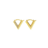 Zircon V Shaped Letter Earrings Geometric Hoops Women Jewelry