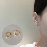 925 Silver Small Pearl 18K Plated Hoop Earrings for Women