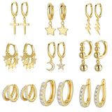 Huggie Hoop Earrings CZ Zircon Circle