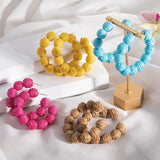 Colorful Rattan Knit Ball Hoop Earrings for Women