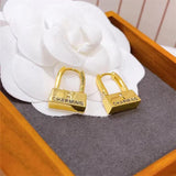 HUANQI Letter Lock Hoop Earrings Women Girl Party Jewelry