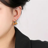 HUANQI Letter Lock Hoop Earrings Women Girl Party Jewelry