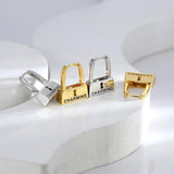HUANQI Letter Lock Hoop Earrings Women Girl Party Jewelry
