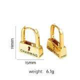 HUANQI Letter Lock Hoop Earrings Women Girl Party Jewelry