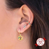 Evil Eye Hoop Earrings 925 Sterling Silver CZ Crystal Jewelry