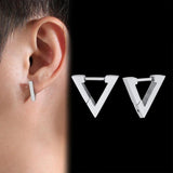 Geometric Hexagon Triangle Earrings for Men Stainless Steel Ear Clip