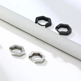 Geometric Hexagon Triangle Earrings for Men Stainless Steel Ear Clip