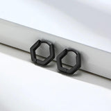 Geometric Hexagon Triangle Earrings for Men Stainless Steel Ear Clip