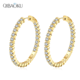 18K Silver Circle Hoop Earrings Wedding Jewelry