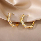 Stainless Steel Zircon Hoop Earrings for Women, Wedding Jewelry