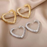 Stainless Steel Zircon Hoop Earrings for Women, Wedding Jewelry
