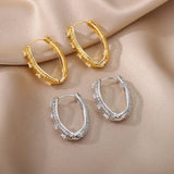 Stainless Steel Zircon Hoop Earrings for Women, Wedding Jewelry