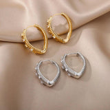 Stainless Steel Zircon Hoop Earrings for Women, Wedding Jewelry