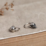 Gothic Punk Rock 925 Sterling Silver Skull Earrings