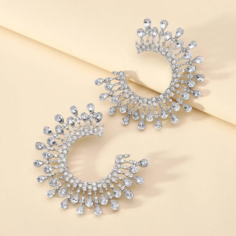 Crystal Circle Hoop Earrings Vintage Jewelry