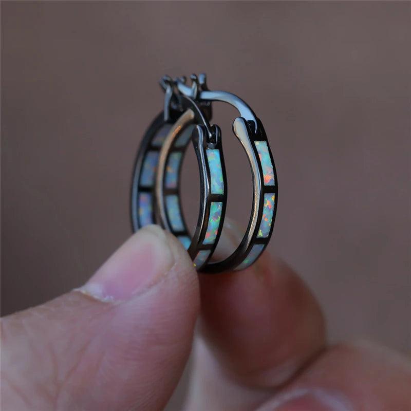 Boho Opal Earrings Yellow Wedding Vintage Bride Round Big Hoop Earrings