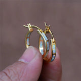 Boho Opal Earrings Yellow Wedding Vintage Bride Round Big Hoop Earrings
