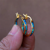 Boho Opal Earrings Yellow Wedding Vintage Bride Round Big Hoop Earrings