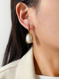 Peri'sbox Pearl Earrings Collection Stainless Steel Dangle Pearls Hoop