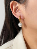 Peri'sbox Pearl Earrings Collection Stainless Steel Dangle Pearls Hoop